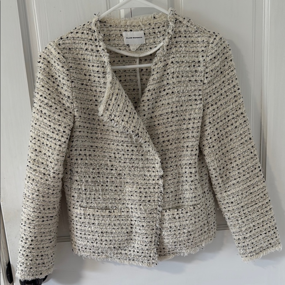 Club Monaco Cream Blazer with Textured Knit